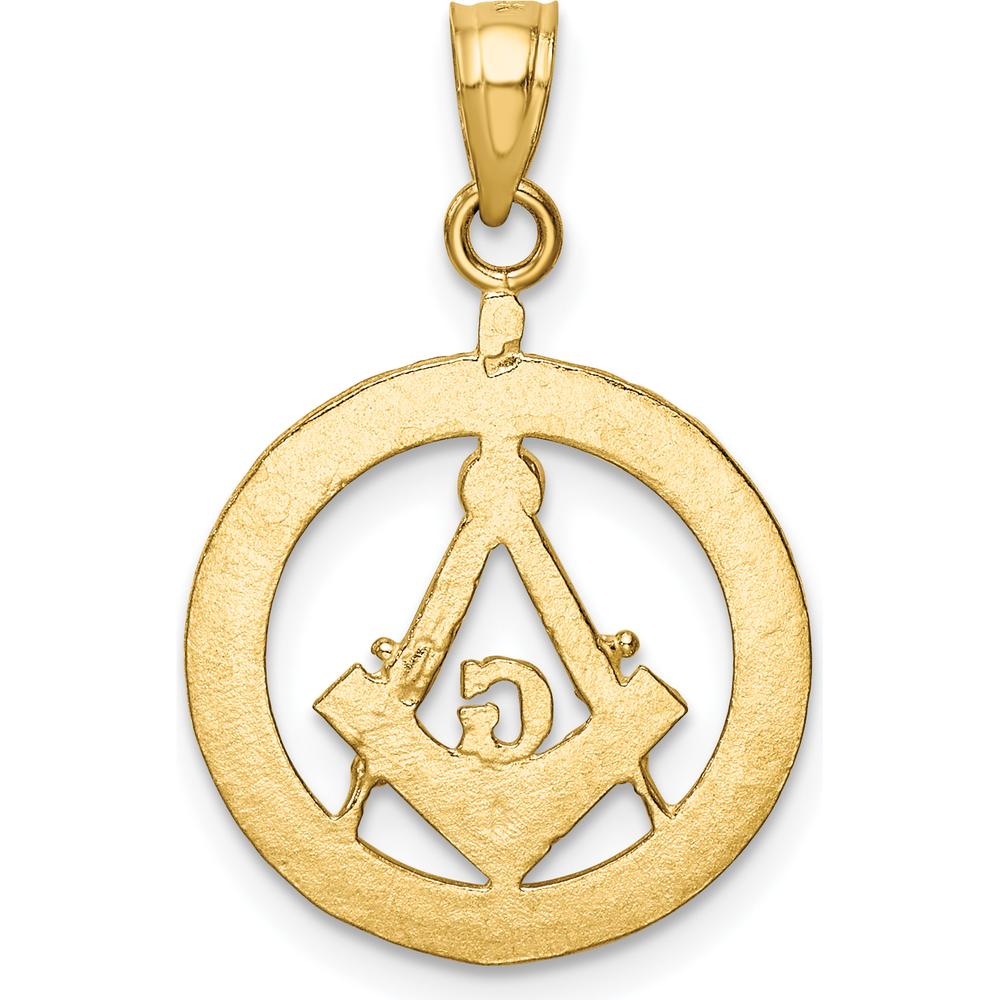14K Yellow Gold Diamond-Cut Masonic Symbol Pendant - 25.21mm Length by IBGoodman