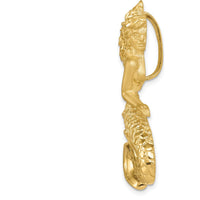 14K Yellow Gold Diamond-Cut Mermaid Omega Slide Pendant - Polished and Satin Finish by Oro Pregiato