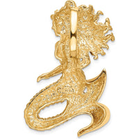 14K Yellow Gold Diamond-Cut Mermaid Omega Slide Pendant - Polished and Satin Finish by Oro Pregiato