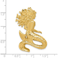 14K Yellow Gold Diamond-Cut Mermaid Omega Slide Pendant - Polished and Satin Finish by Oro Pregiato