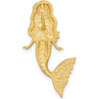 14K Yellow Gold Diamond-Cut Mermaid Pendant with Rhodium Accents by Oro Pregiato