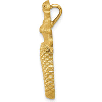 14K Yellow Gold Diamond-Cut Mermaid Slide Pendant with Satin Finish by Oro Pregiato