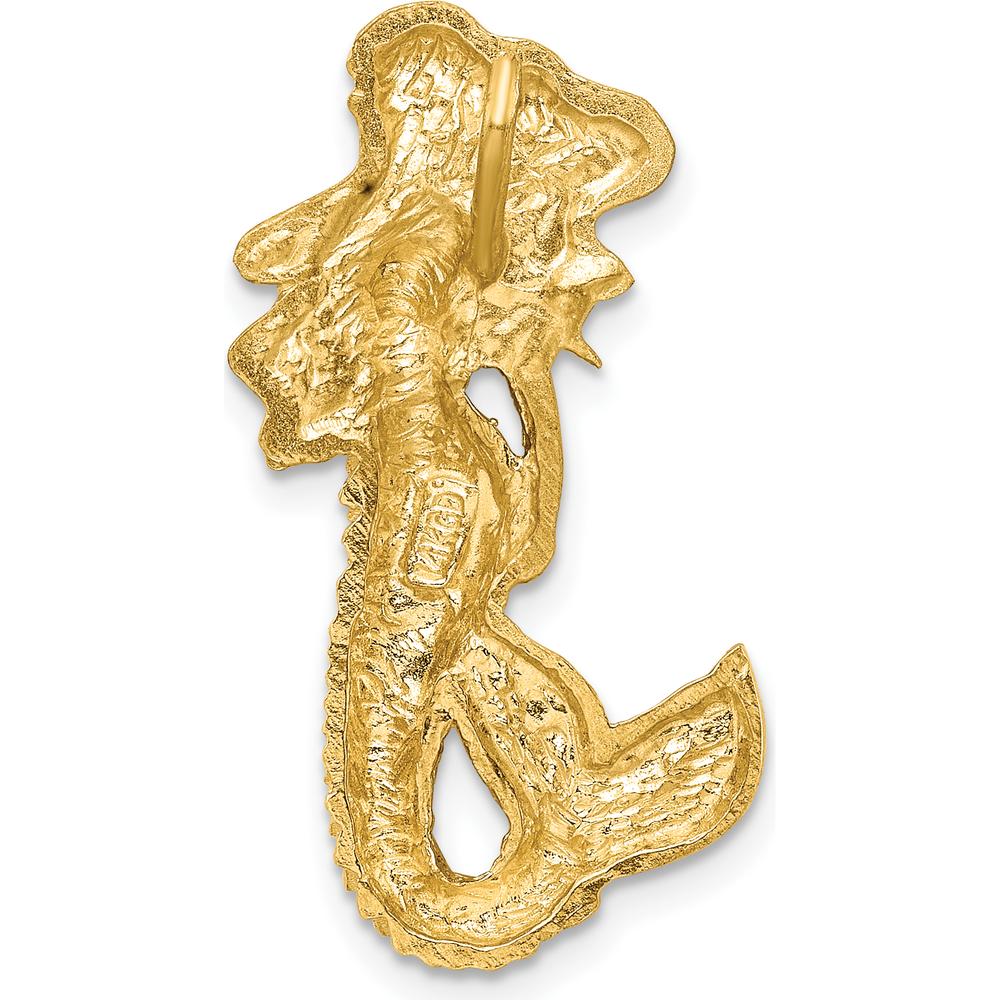 14K Yellow Gold Diamond-Cut Mermaid Slide Pendant with Satin Finish by Oro Pregiato