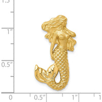 14K Yellow Gold Diamond-Cut Mermaid Slide Pendant with Satin Finish by Oro Pregiato