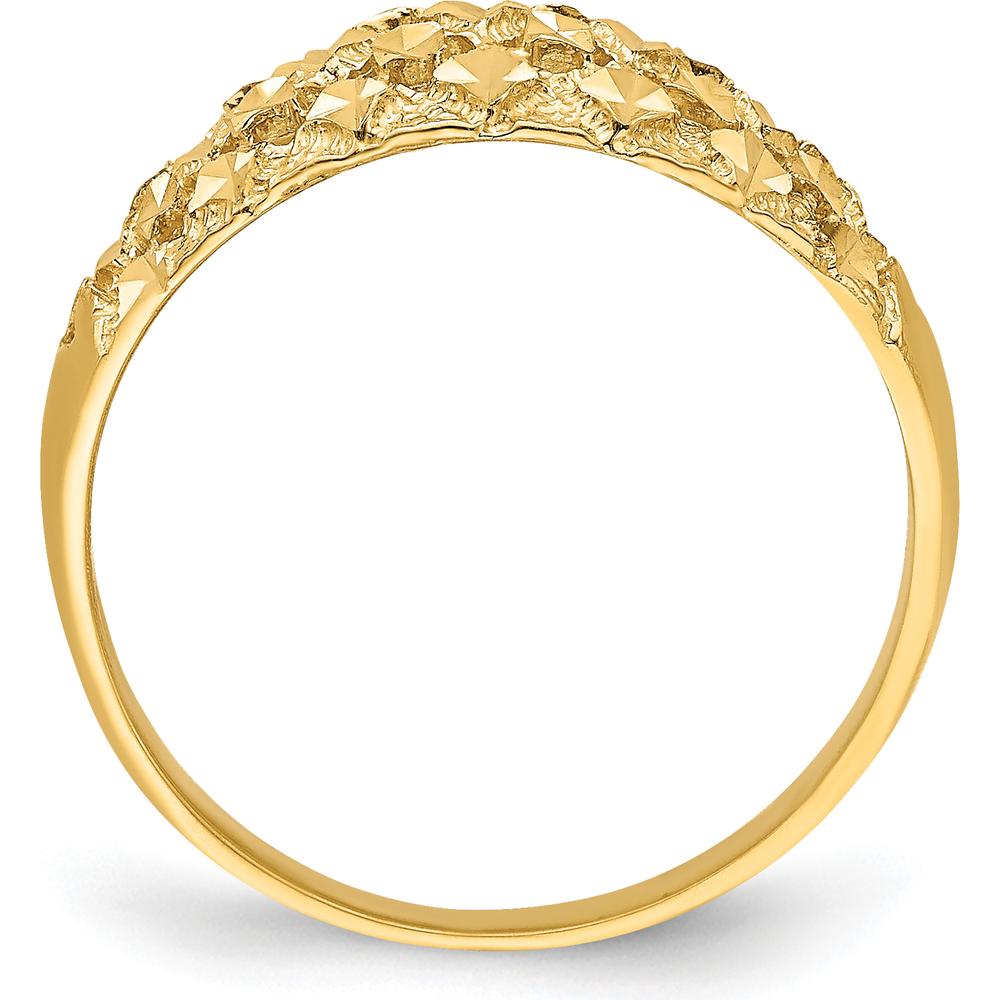 14K Yellow Gold Diamond-cut Mini Diamond Pattern Dome Ring by Oro Pregiato