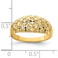 14K Yellow Gold Diamond-cut Mini Diamond Pattern Dome Ring by Oro Pregiato