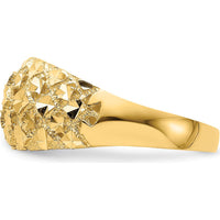 14K Yellow Gold Diamond-cut Mini Diamond Pattern Dome Ring by Oro Pregiato