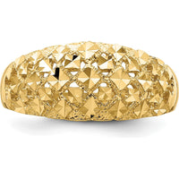 14K Yellow Gold Diamond-cut Mini Diamond Pattern Dome Ring by Oro Pregiato