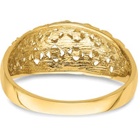 14K Yellow Gold Diamond-cut Mini Diamond Pattern Dome Ring by Oro Pregiato