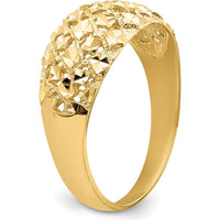 14K Yellow Gold Diamond-cut Mini Diamond Pattern Dome Ring by Oro Pregiato