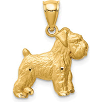 14K Yellow Gold Diamond-cut Mini Schnauzer Dog Pendant - Solid Gold Pet Charm by Oro Pregiato