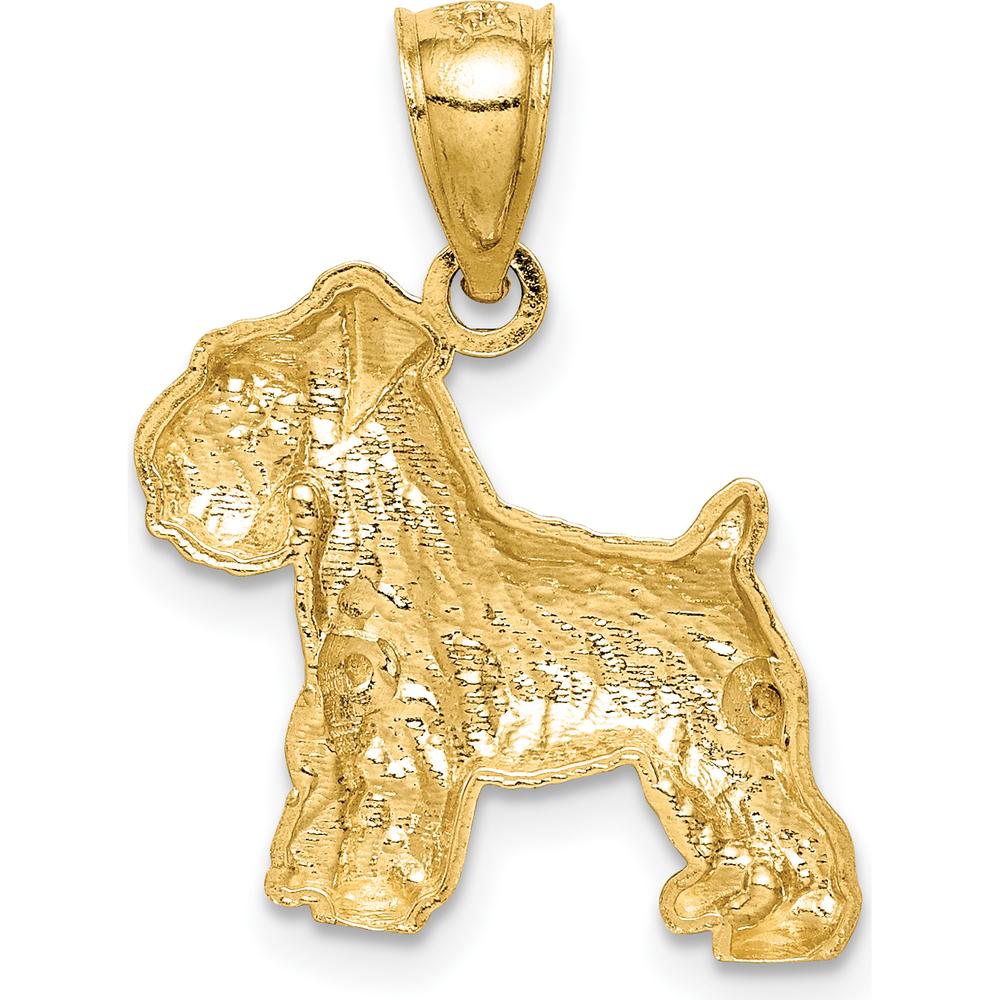14K Yellow Gold Diamond-cut Mini Schnauzer Dog Pendant - Solid Gold Pet Charm by Oro Pregiato
