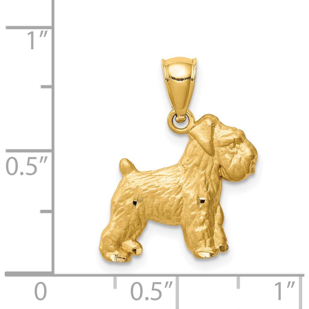 14K Yellow Gold Diamond-cut Mini Schnauzer Dog Pendant - Solid Gold Pet Charm by Oro Pregiato