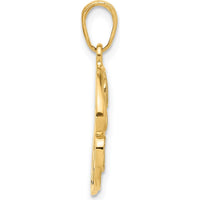 14K Yellow Gold Diamond-Cut "Mom" Pendant with Rhodium Accents - 26mm by Oro Pregiato
