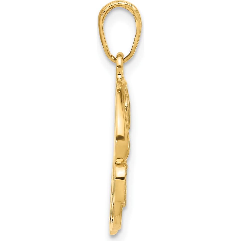 14K Yellow Gold Diamond-Cut "Mom" Pendant with Rhodium Accents - 26mm by Oro Pregiato