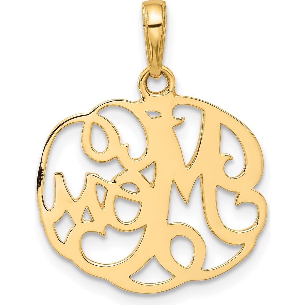 14K Yellow Gold Diamond-Cut "Mom" Pendant with Rhodium Accents - 26mm by Oro Pregiato