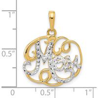 14K Yellow Gold Diamond-Cut "Mom" Pendant with Rhodium Accents - 26mm by Oro Pregiato