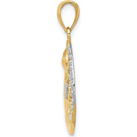14K Yellow Gold Diamond-Cut Moon and Sun Pendant with Rhodium Accents by Oro Pregiato