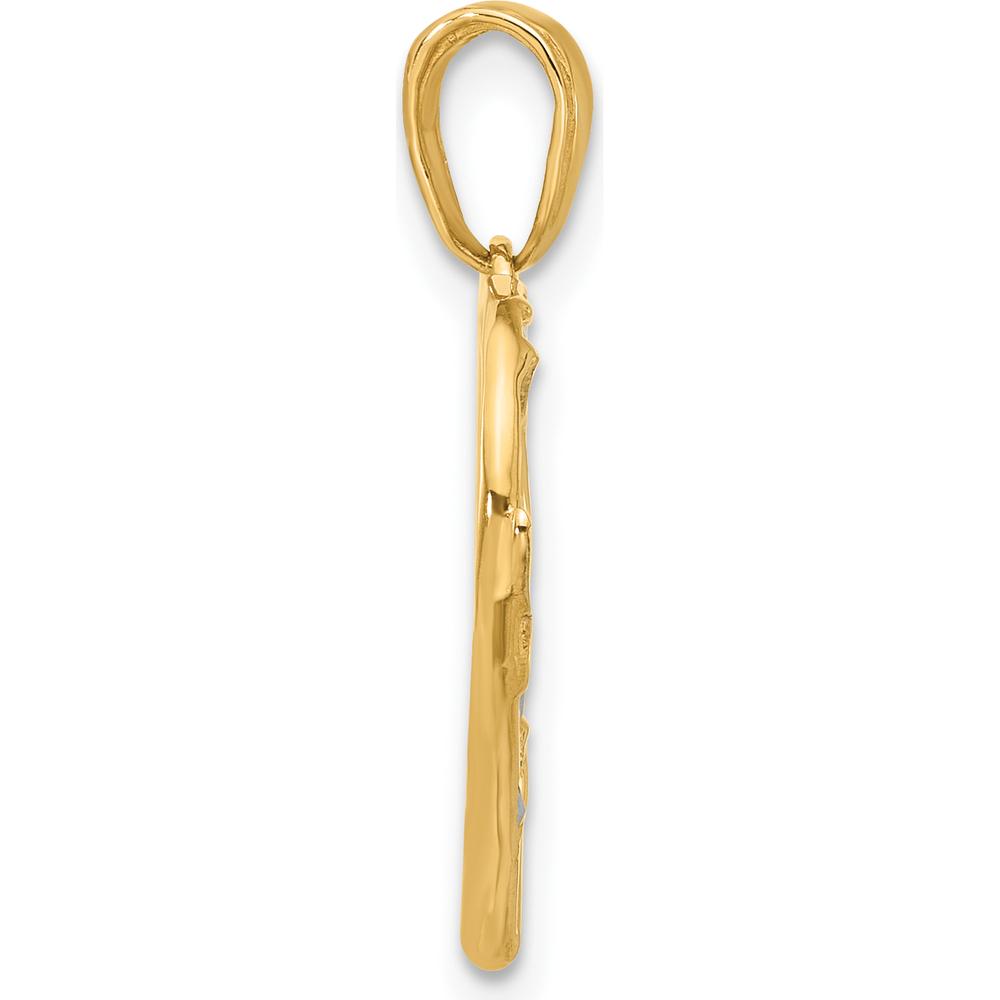 14K Yellow Gold Diamond-Cut Mother and Child Hands Heart Pendant with Rhodium Accents - 24.3mm by Oro Pregiato