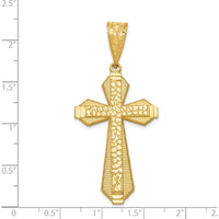 14K Yellow Gold Diamond-Cut Nugget Center Cross Pendant - 55.84mm Length by Oro Pregiato
