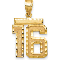 14K Yellow Gold Diamond-Cut Number 16 Charm - Medium Size by Oro Pregiato