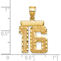 14K Yellow Gold Diamond-Cut Number 16 Charm - Medium Size by Oro Pregiato