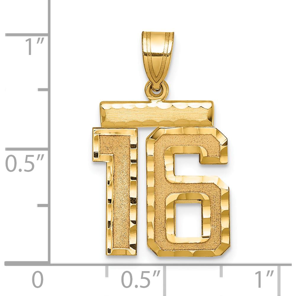 14K Yellow Gold Diamond-Cut Number 16 Charm - Medium Size by Oro Pregiato
