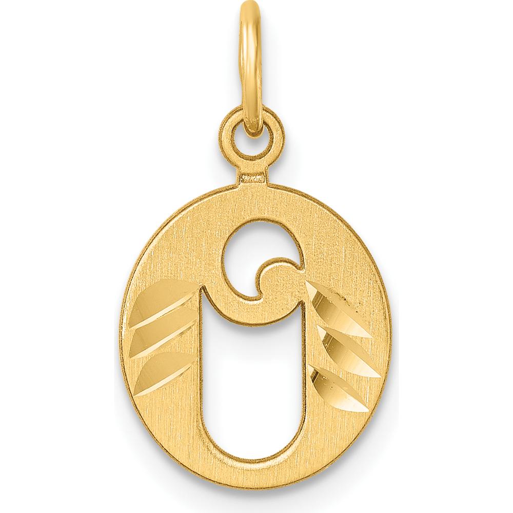 14K Yellow Gold Diamond-Cut "O" Initial Pendant - Personalized Charm by Oro Pregiato