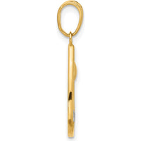 14K Yellow Gold Diamond-Cut Ocean Scene Teardrop Pendant with Rhodium Accents by Oro Pregiato