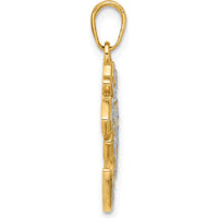 14K Yellow Gold Diamond-Cut Om Pendant with White Rhodium Accents by Oro Pregiato