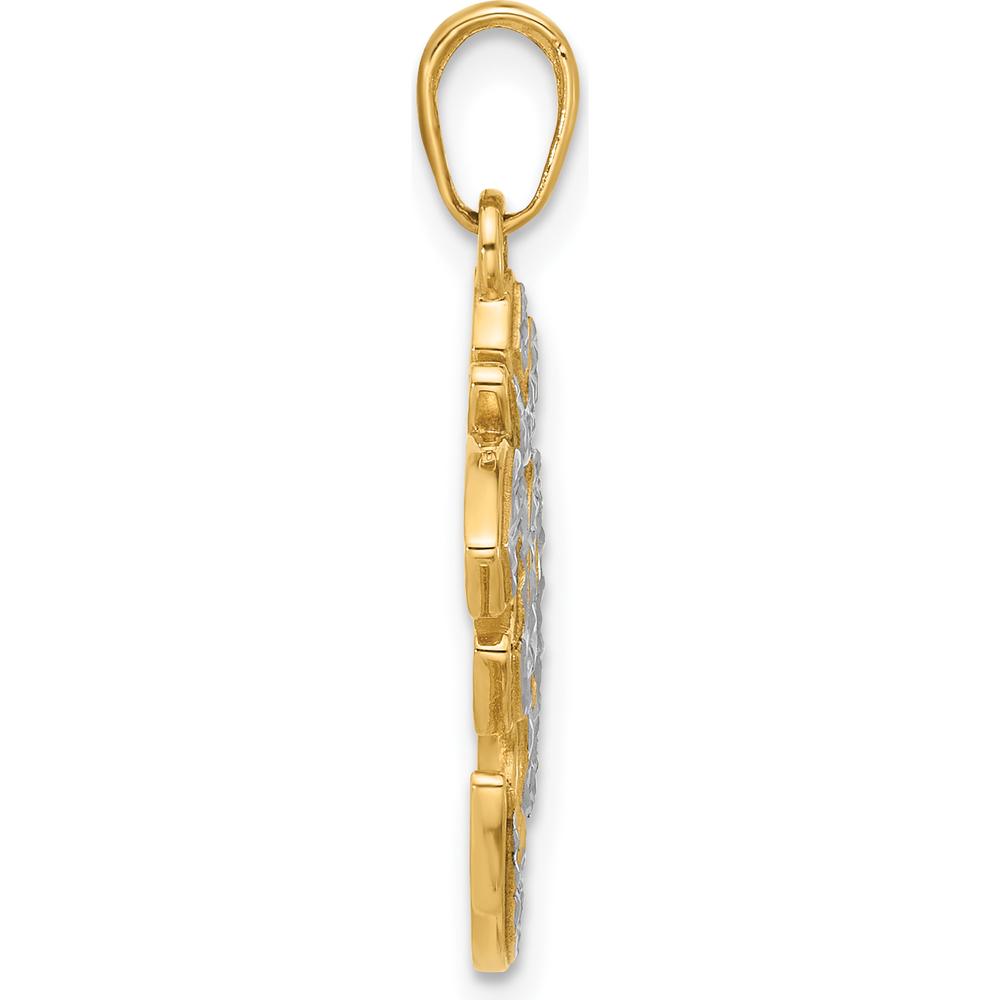 14K Yellow Gold Diamond-Cut Om Pendant with White Rhodium Accents by Oro Pregiato