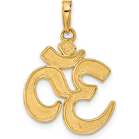 14K Yellow Gold Diamond-Cut Om Pendant with White Rhodium Accents by Oro Pregiato