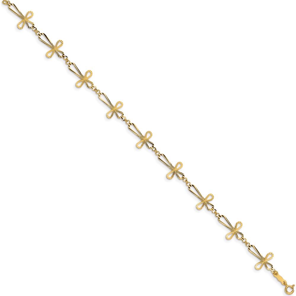 14K Yellow Gold Diamond-Cut Open Cross Bracelet - 7.5" Length by Oro Pregiato