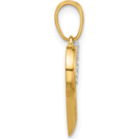 14K Yellow Gold Diamond-Cut Open Hearts Pendant with White Rhodium Accents - 23.8mm Length by Oro Pregiato