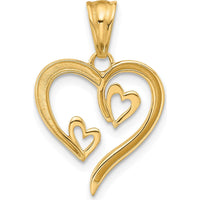14K Yellow Gold Diamond-Cut Open Hearts Pendant with White Rhodium Accents - 23.8mm Length by Oro Pregiato