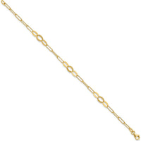 14K Yellow Gold Diamond-Cut Oval and Paperclip Link Bracelet - 7.25" Length by 0