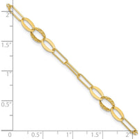 14K Yellow Gold Diamond-Cut Oval and Paperclip Link Bracelet - 7.25" Length by 0