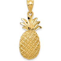 14K Yellow Gold Diamond-Cut Pineapple Charm Pendant - 31mm Length by Oro Pregiato