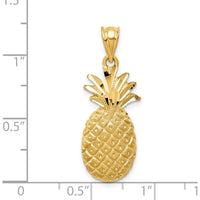 14K Yellow Gold Diamond-Cut Pineapple Charm Pendant - 31mm Length by Oro Pregiato