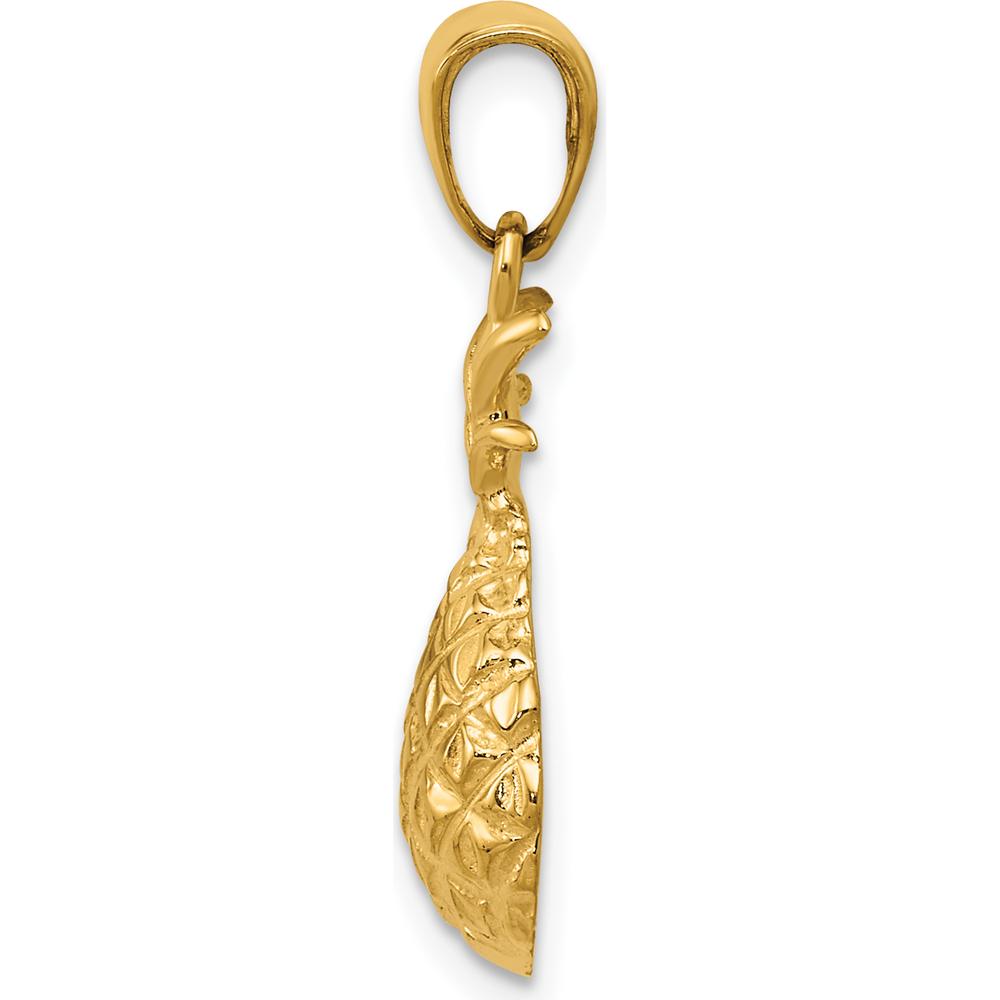 14K Yellow Gold Diamond-Cut Pineapple Pendant - Tropical Charm by Oro Pregiato