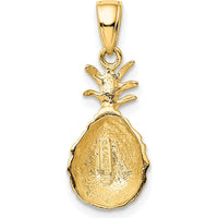 14K Yellow Gold Diamond-Cut Pineapple Pendant - Tropical Charm by Oro Pregiato
