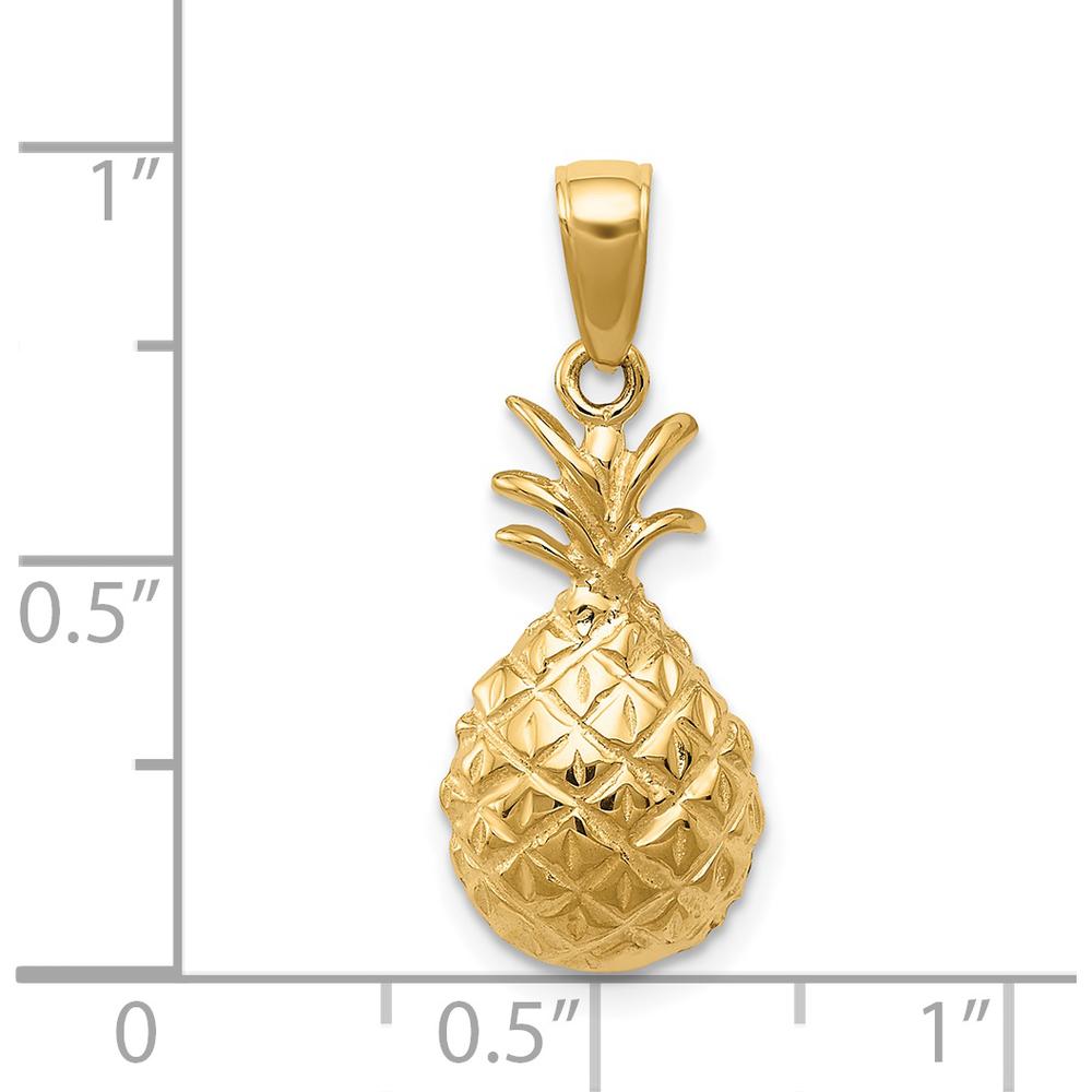 14K Yellow Gold Diamond-Cut Pineapple Pendant - Tropical Charm by Oro Pregiato
