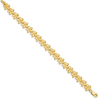 14K Yellow Gold Diamond-Cut Plumeria Floral Bracelet - 7.25" Length by Oro Pregiato