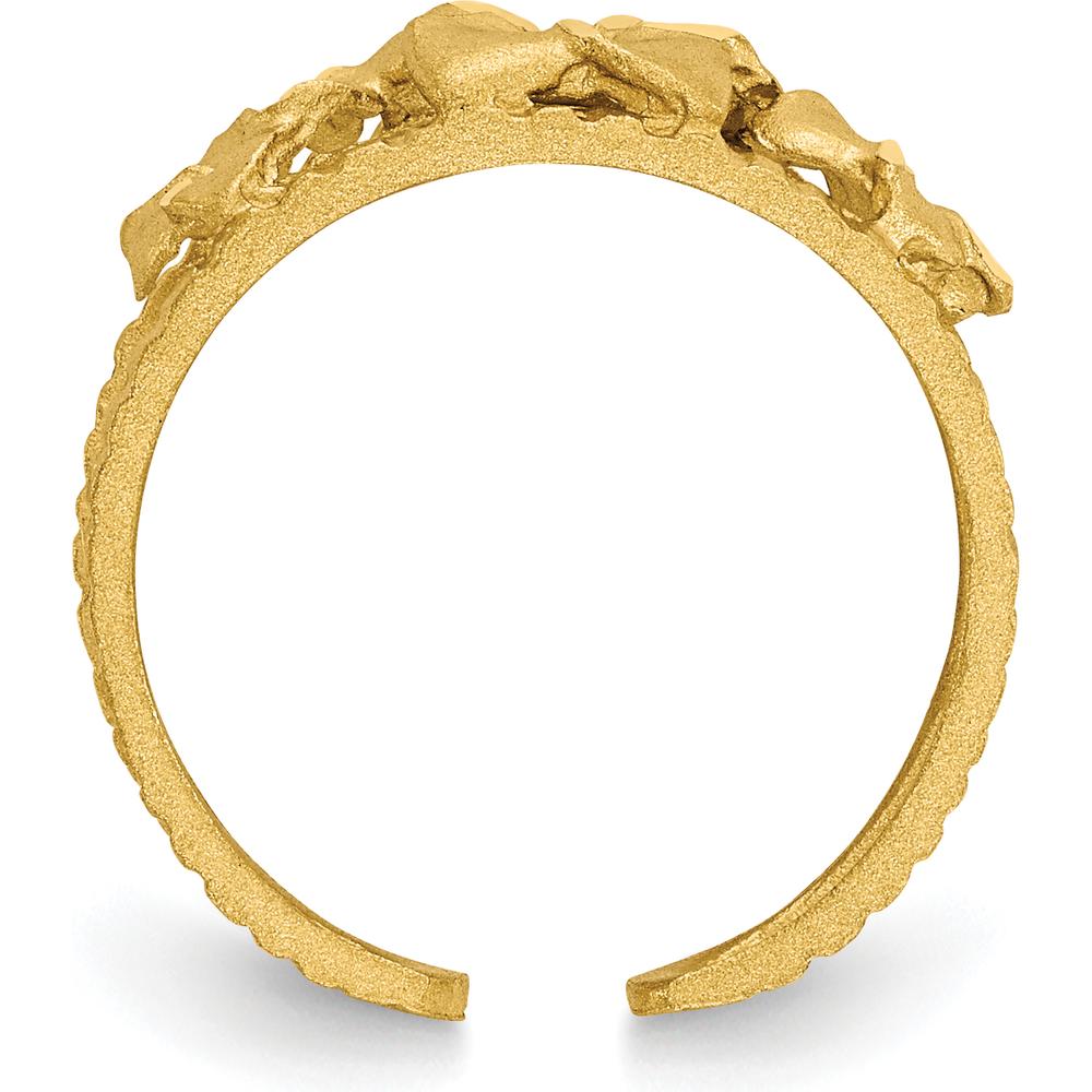 14K Yellow Gold Diamond-Cut Plumeria Toe Ring with Tapered Band by Oro Pregiato