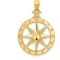 14K Yellow Gold Diamond-Cut Polished and Satin Compass Pendant - 33.6mm by Oro Pregiato