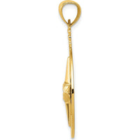 14K Yellow Gold Diamond-Cut Polished and Satin Compass Pendant - 33.6mm by Oro Pregiato