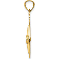 14K Yellow Gold Diamond-Cut Polished Compass Pendant by Oro Pregiato