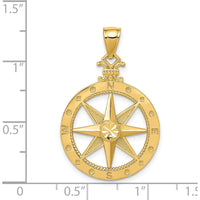 14K Yellow Gold Diamond-Cut Polished Compass Pendant by Oro Pregiato