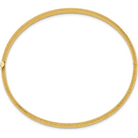 14K Yellow Gold Diamond-Cut Polished Hinged Oval Bangle Bracelet - 4.75mm Width by Oro Pregiato
