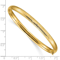14K Yellow Gold Diamond-Cut Polished Hinged Oval Bangle Bracelet - 4.75mm Width by Oro Pregiato